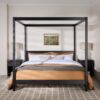 King Canopy Bed Frame Modern Minimalist Boho - Black - Image 5