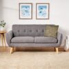 Mid Century Modern Loveseat Sofa With Button Tufted Backrest - Dark Gray - Image 2