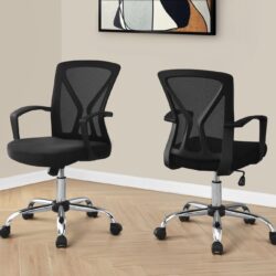 Office Chair, Adjustable Height Swivel, Ergonomic, Armrests, Mesh, Contemporary & Modern - Black