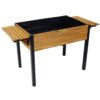 Versatile Raised Garden Bed With Metal Legs And Folding Storage Shelf For Outdoor Use - Black / Brown - Image 11
