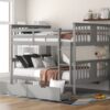 Full Over Full Bunk Bed With Drawers And Ladder For Bedroom - Gray - Image 10