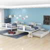 Full Over Full Bunk Bed With Twin Size Trundle And Ladder - White - Image 10