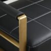 Modern Upholstery Accent Loveseat Sofa For Living Room 2 Seater With Golden Metal Arms - Black - Image 5