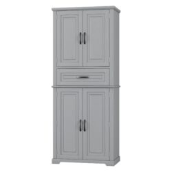 Bathroom Storage Cabinet With Multi Functional Storage Space, Material, Adjustable Shelf, Slide Rail Drawer - Gray