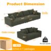 4 Seat Sofa, Deep Seat Couches With Soft Pillows And 3 Ottomans, Convertible Sofa Lounge Chair, For Living Room - Green - Image 2
