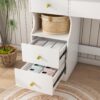 Dressing Table With Movable Mirror And LED Light, 5 Drawer Storage Organizer - White - Image 7