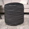 River - Handcrafted Cylindrical Pouf With Water Resistant Fabric - Black - Image 7