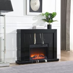 Drisana - Mirrored Fireplace - Black