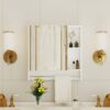 Bathroom Mirror Cabinet Wall Mounted, Medicine Cabinet, Over The Toilet Storage Cabinet With Shelves And Towel Rack - White - Image 2