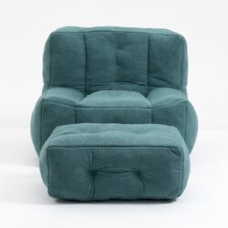 Fluffy Bean Bag Chair, Comfortable Bean Bag For Adults And Children, Super Soft Lazy Sofa Chair With Memory Foam And Ottoman, Indoor Modern Focus Bean Bag Chair For Living Room, Bedroom, Apartment - Green