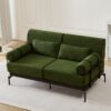 Modern Loveseat Sofa 2 Seater With USB Ports, Cylindrical Armrests - Green - Image 4