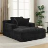 Modern Corduroy Chaise Lounge Sofa Bed With Removable Pillows, Upholstered Sleeper Sofa - Black - Image 2