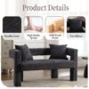 Modern Loveseat Sofa, Comfy Upholstered 2 Seater Sofa, Small Loveseat Accent Couch For Living Bedroom Leisure Areas - Carbon Black - Image 6