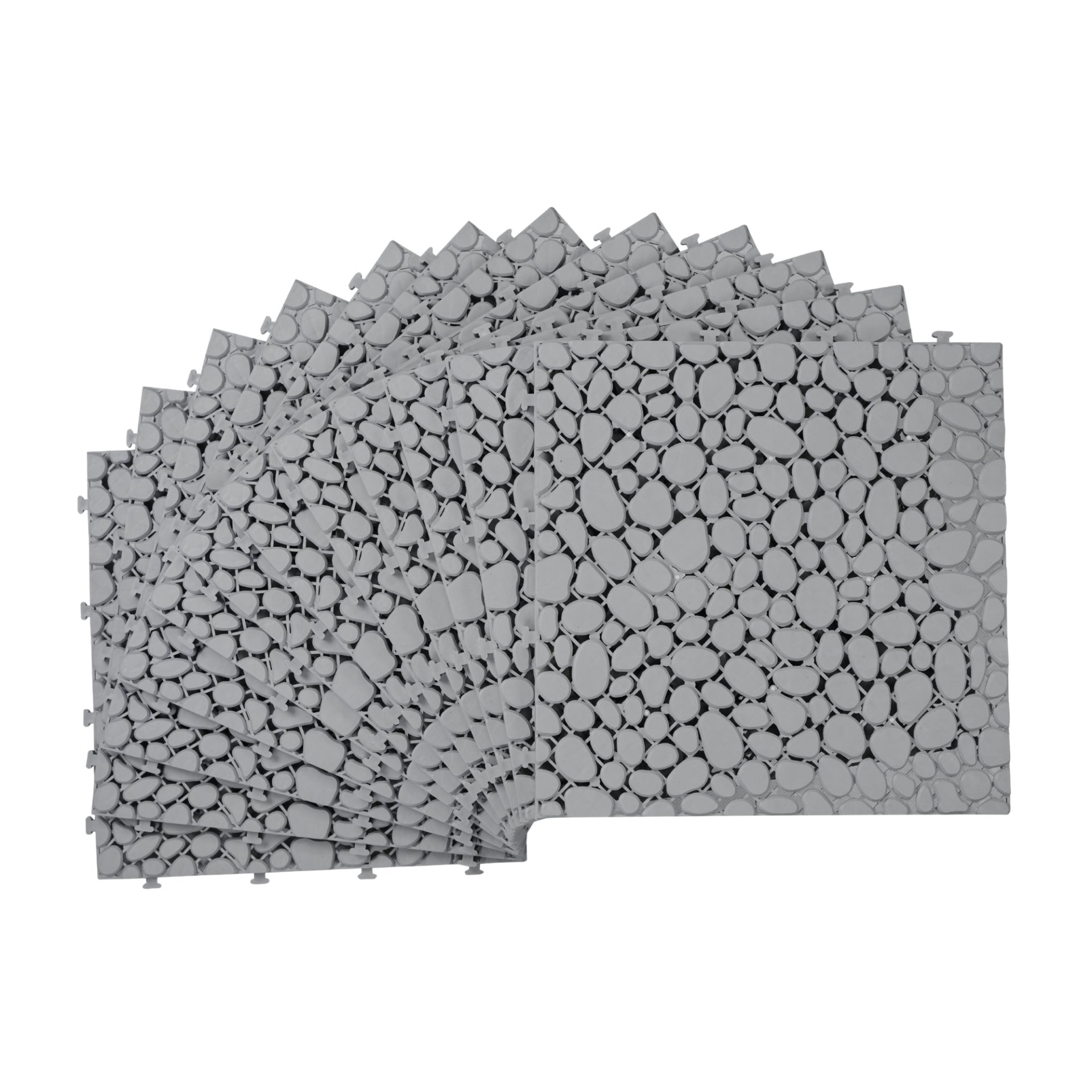 Interlocking Deck Tiles Plastic Waterproof Outdoor All Weather Anti-Slip Bathroom Shower Balcony Porch Strong Weight Capacity Upto 440 Lbs, Pebble Stone Pattern Pack Of 12 - Gray - Image 18