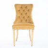 Nikki - Modern, High-End Tufted Solid Wood Contemporary Velvet Upholstered Dining Chair With Golden Stainless Steel Plating Legs, Nailhead Trim (Set of 2) - Gold - Image 3
