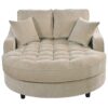 Modern Chaise Lounge Sofa Bed Upholstered Sofa Couch With Tufted Seat And Detachable Pillows For Living Room - Champagne - Image 10