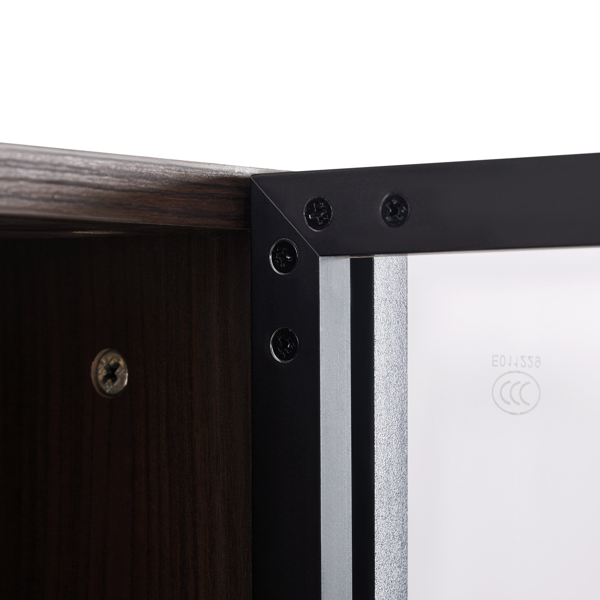 Modern Minimalist Tall Lighted Display Cabinet With Tempered Glass Door - Black / Dark Walnut - Image 20