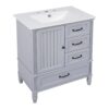 30" Bathroom Vanity With Sink, Bathroom Cabinet With A Door, 3 Drawers Legs, Adiustable Foot Pads - Gray - Image 10
