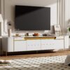 TV Stand For TVs Up To 80", TV Cabinet With 4 Drawers And 2 Spacious Cabinets, 5 Metal Legs For Living Room - White - Image 3