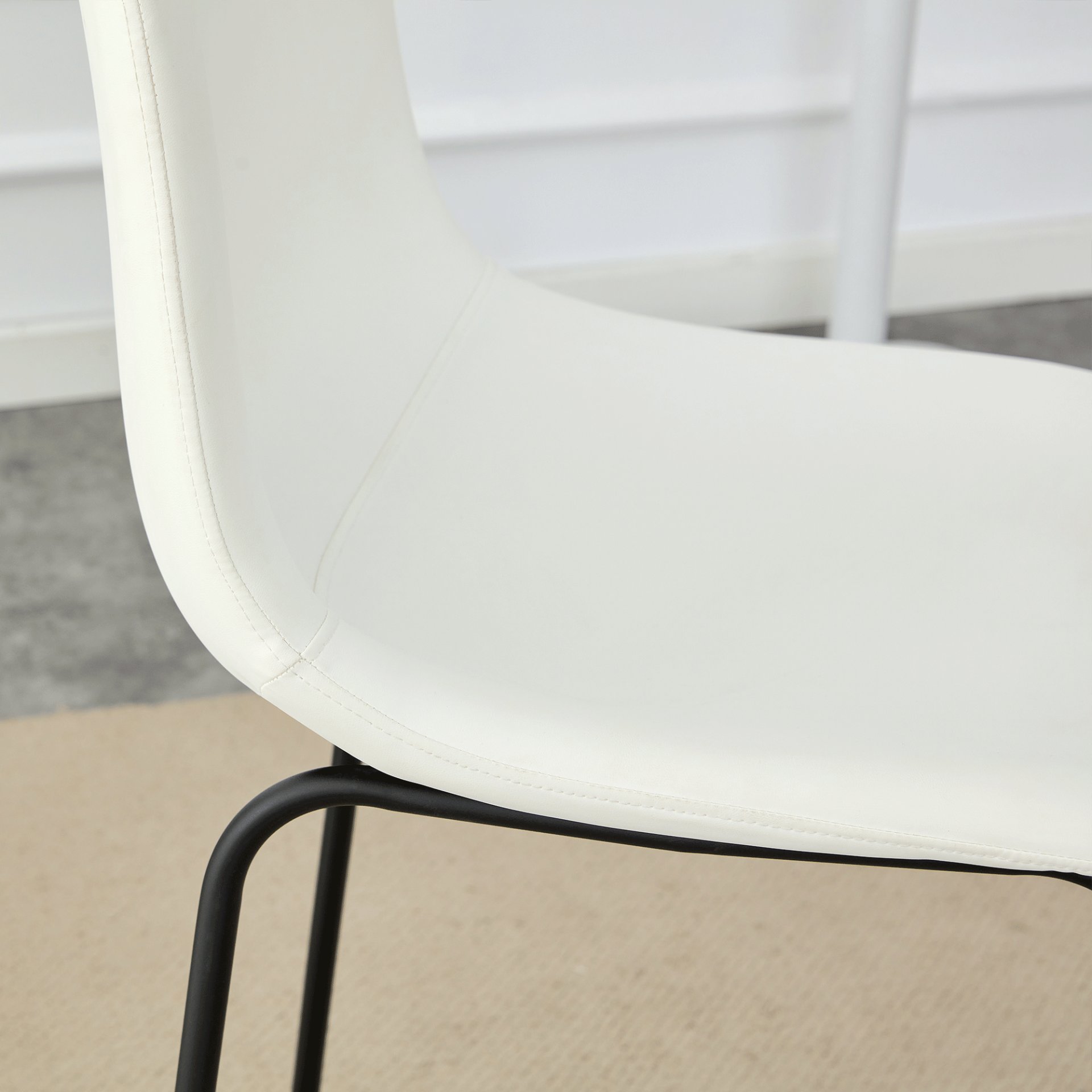 (Set of 2) Modern Minimalist Style Material Bar Stools, Suitable For Kitchen, Bar And Modern Home Design - White - Image 12