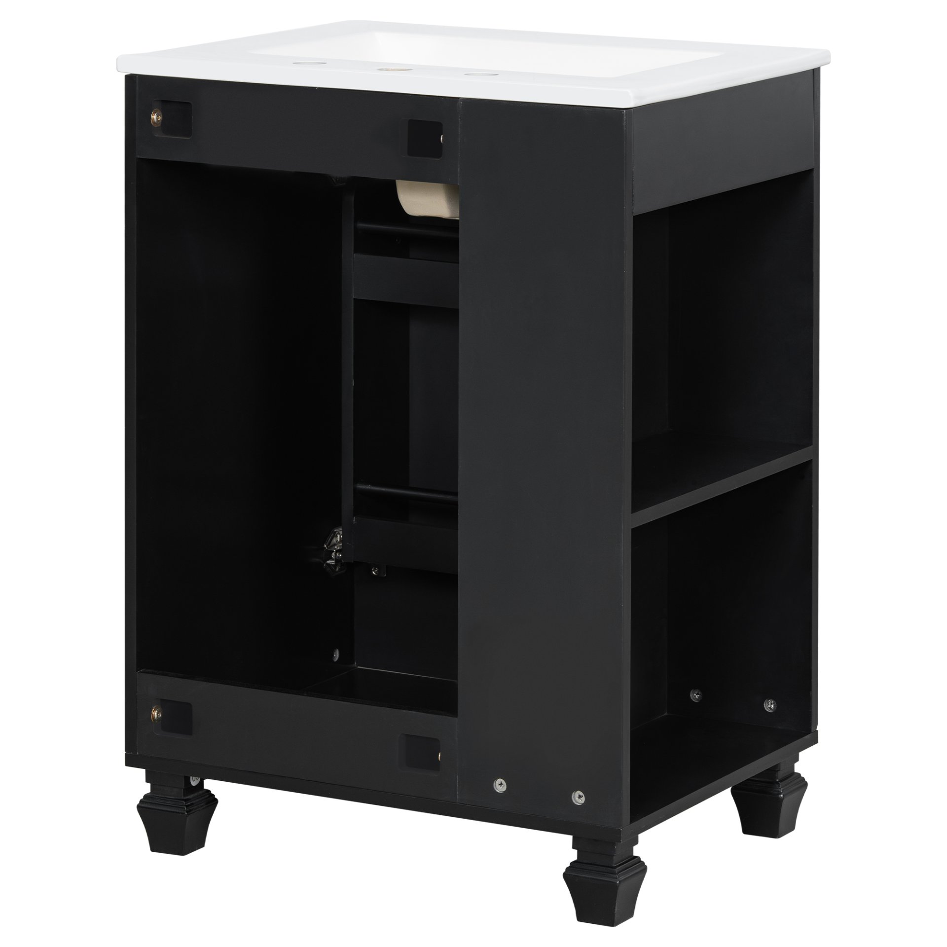 Classic Retro 24" Bathroom Vanity With Sink, Door Shelf, Side Open Storage Frame, Soft Closing Door - Black - Image 19