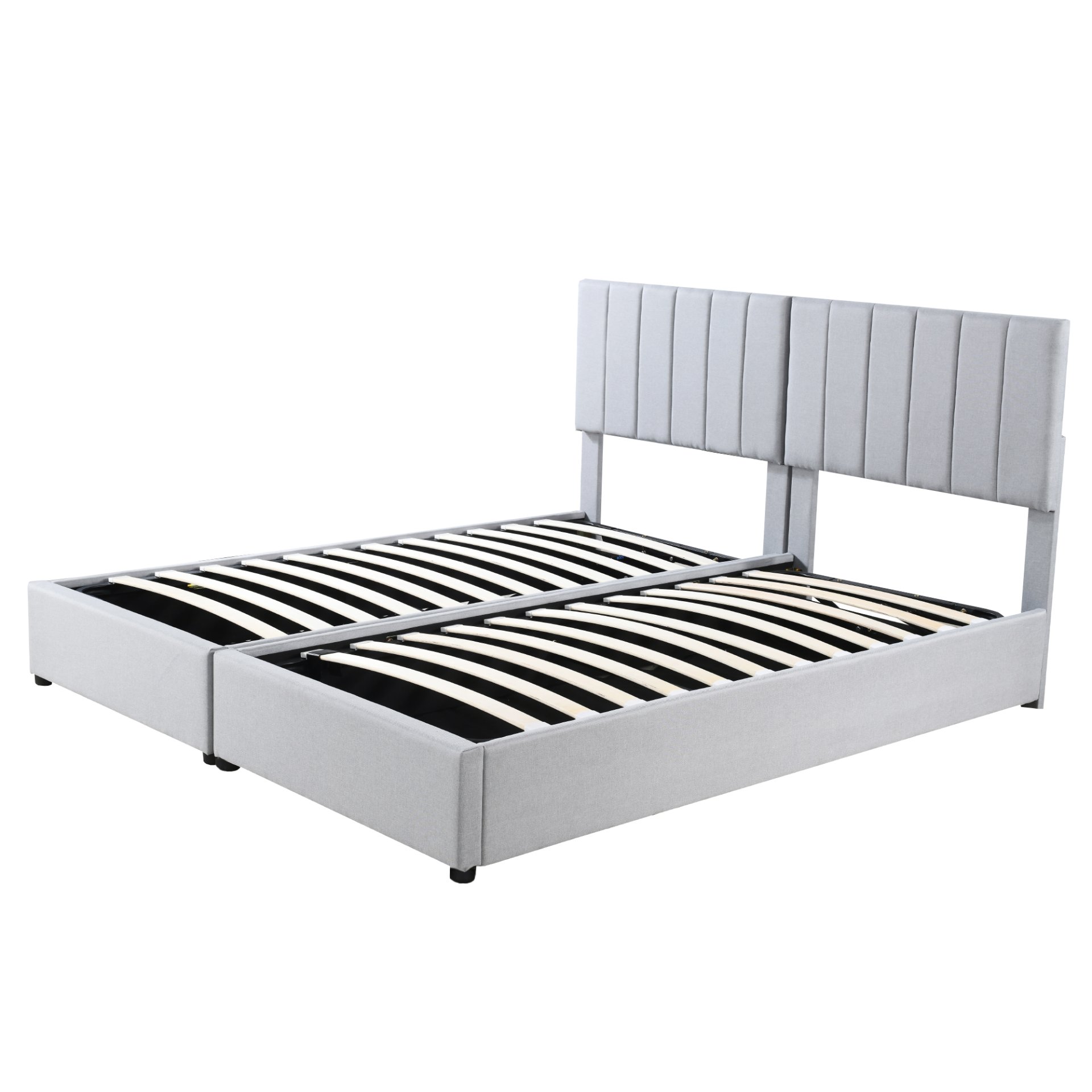 King Size Upholstered Platform Bed With A Hydraulic Storage System - Gray - Image 6