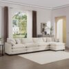 Modern Upholstered L Shape Modular Sectional Sofa 4 Seater With Ottoman Comfortable - Beige - Image 11