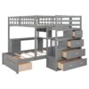 Full Over Twin Bunk Bed With Desk, Drawers And Shelves - Gray - Image 2