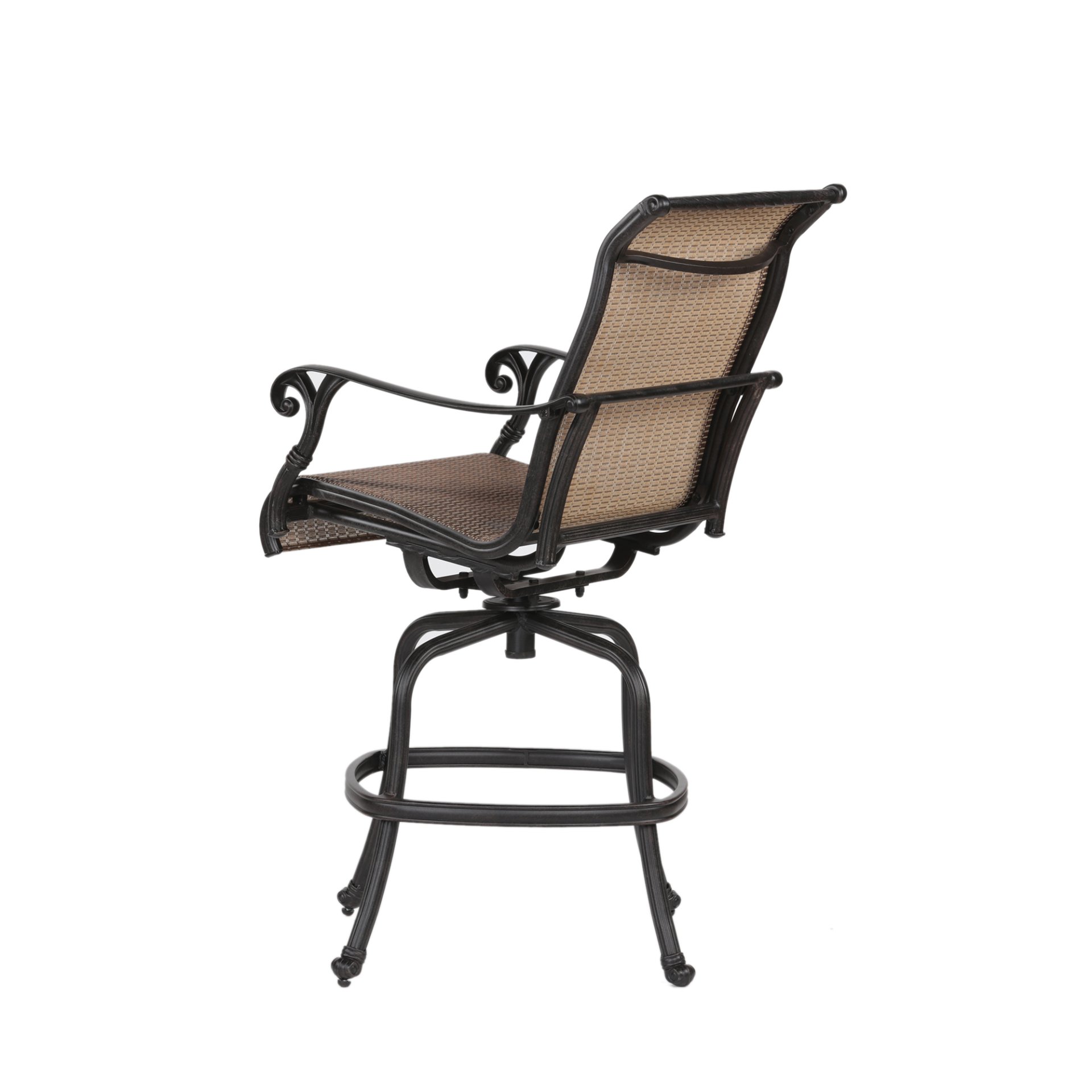 Patio Outdoor Indoor Aluminum Sling Swivel Bar Stool (Set of 2) - Bronze - Image 7