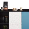 Modern Sideboard Buffet Cabinet With Doors And Unique Panel Styling - Black / Blue - Image 17