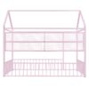 Full Size Bed House Frame With Fence And Shelves - Pink - Image 7