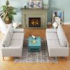 Roma - Modern 3 Seater Sofa Couch For Living Room Upholstered Fabric - Beige - Image 9