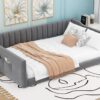 Full Long Size Upholstery Daybed And Side Storage Pocket - Gray - Image 12
