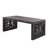 Solid Carved Wood Coffee Table, Handcrafted Look With Ornate Side Panels - Black - Image 7