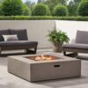 Contemporary 50, 000 Btu Square Fire Table With Clean Lines - Light Gray - Image 7