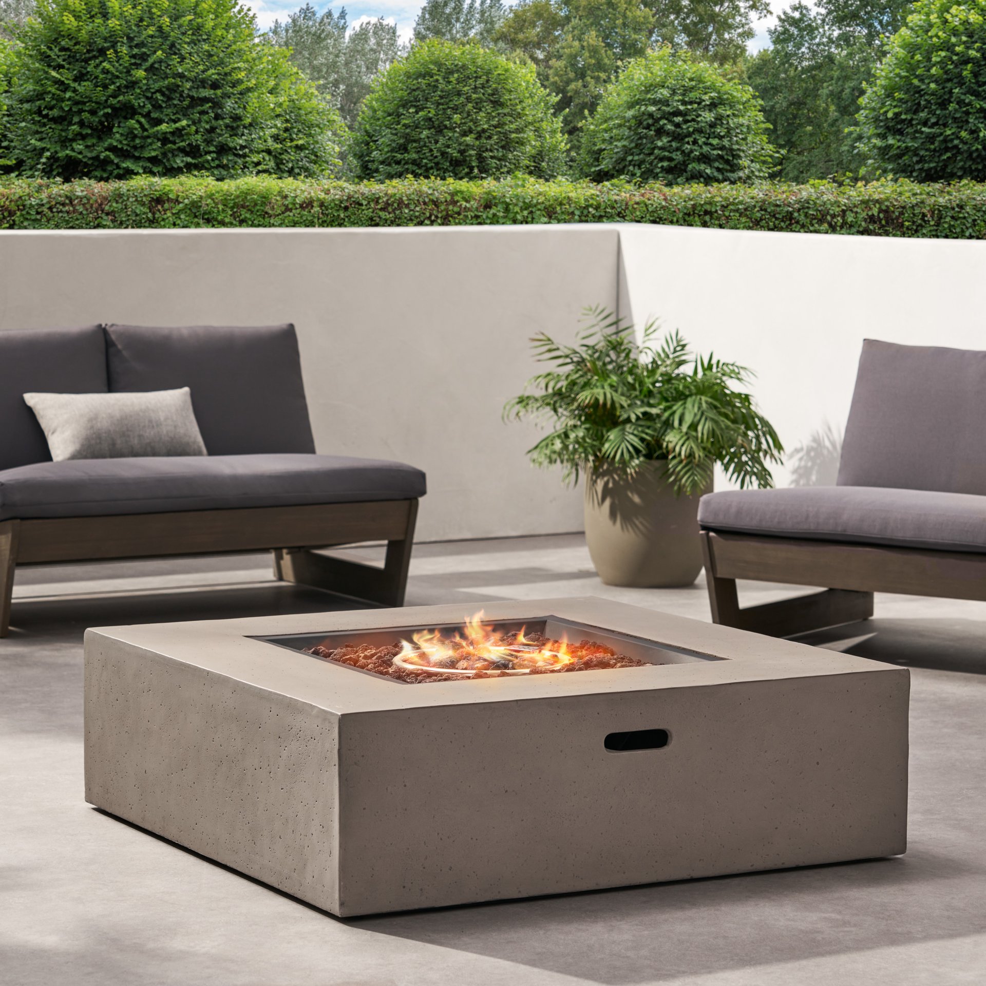 Contemporary 50, 000 Btu Square Fire Table With Clean Lines - Light Gray - Image 7