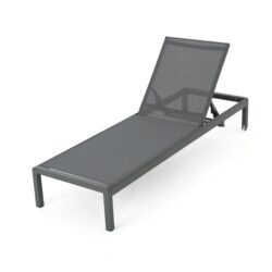 Outdoor Chaise Lounge Chair, Aluminum Adjustable Outside Chair For Pool Patio Beach Yard, All Weather Use UV Resistant 400Lbs Weight Capacity - Gray