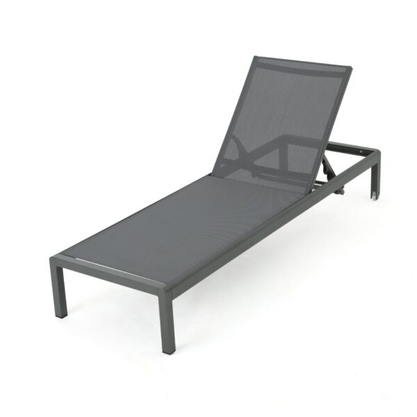 Outdoor Chaise Lounge Chair, Aluminum Adjustable Outside Chair For Pool Patio Beach Yard, All Weather Use UV Resistant 400Lbs Weight Capacity - Gray