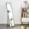 Solid Wood Frame Minimalist Mirror, Bathroom Bedroom Wall Mirror. Enhance Modern Interior Design - Gray / Transparent - Image 2