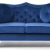 Chic Transitional Upholstered Loveseat - Navy Blue - Image 2
