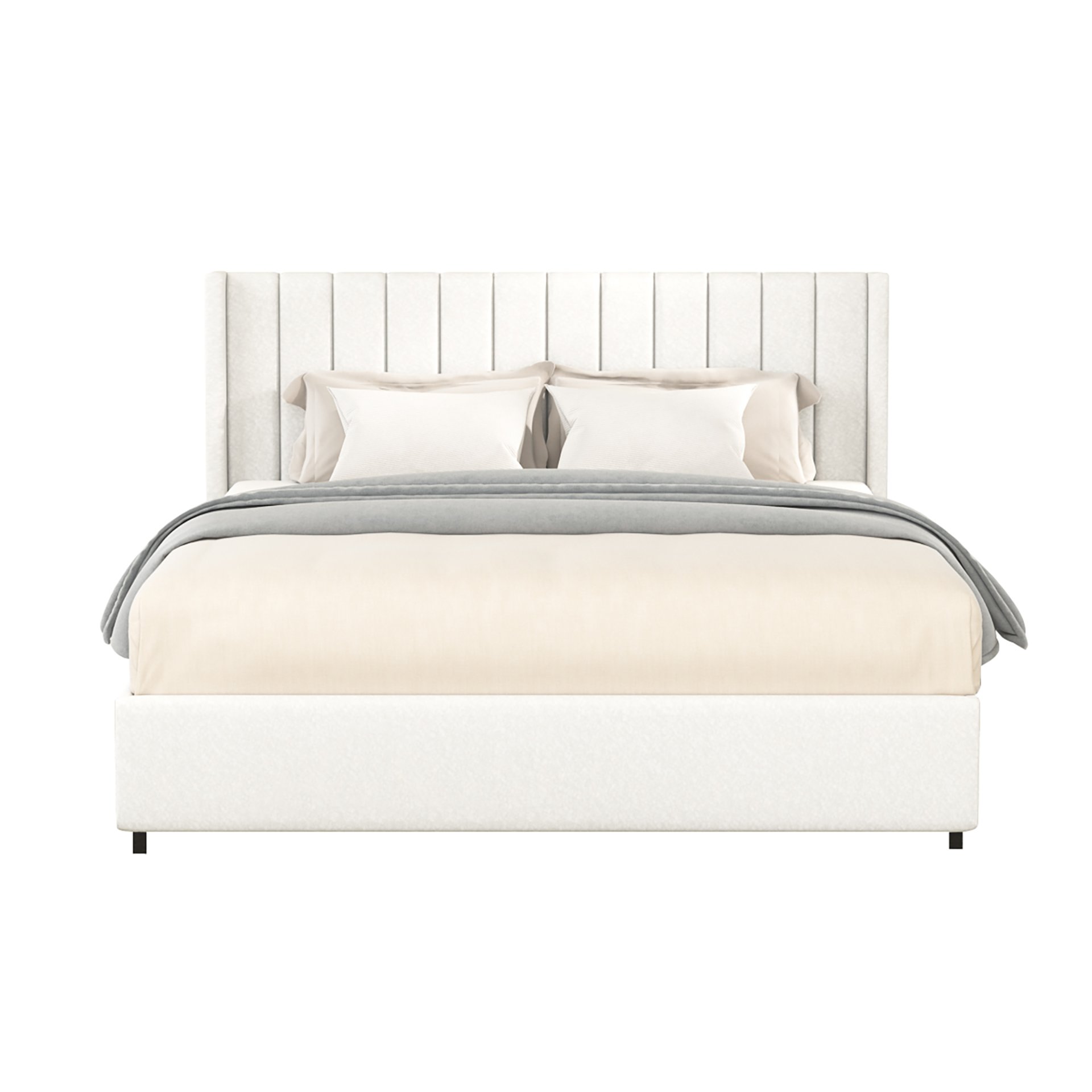 Anda - Queen Patented 2 Drawers Upholstered Storage Bed - Ivory Boucle - Image 6