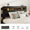 Platform Queen Bed Frame With Storage, LED Light Headboard, USB Ports, Noise Free - Black - Image 6