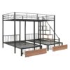 Full Over Twin-Twin Triple Bunk Bed With Drawers And Staircase - Black - Image 26