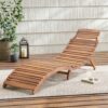 Outdoor Wood Folding Chaise Lounge - Brown - Image 2