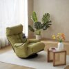 Adjustable Swivel Lounge Chair With 360 Degree Rotating Seat And Headrest Support Leisure Chair Deck Chair Game Chair For Living Room - Green - Image 10