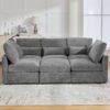 Modern Sectional Sofa Modular Sofa With Movable Ottoman, USB Ports & Phone Holder Chenille - Gray - Image 5
