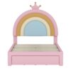 Twin Size Upholstered Rainbow Design Bed, Velvet Princess Platform Bed With Storage Drawer, No Box - Spring Needed - Colorful / Pink - Image 7