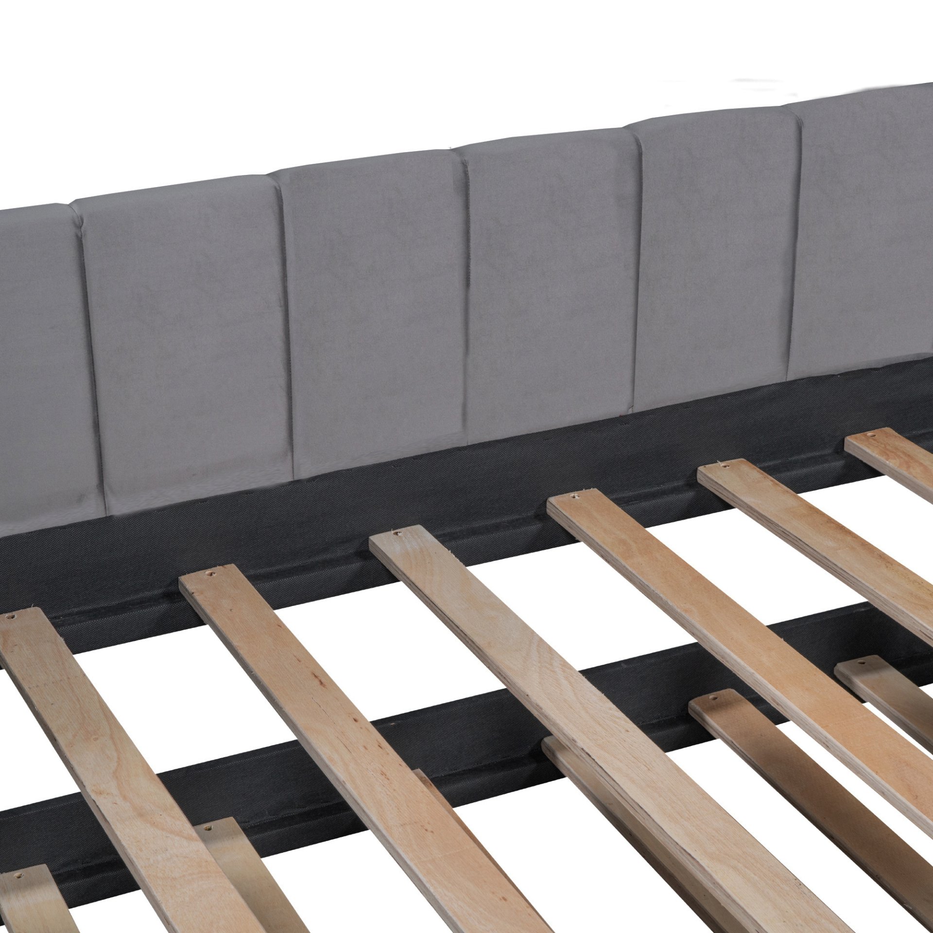 Twin Size Upholstered Daybed With Ergonomic Design Backrest And Trundle - Gray - Image 11