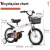 Fkznpj - 18" Sporty Kids Bike With Training Wheels And Stand Adjustable Saddle Suitable For Boys And Girls Aged 5 - 10 Years Tall Height 39 - 49" Available In A Variety Of Colors - White - Image 6