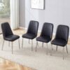 Modern Dining Chairs (Set of 4) With Backrest And Silver Metal Legs For Home And Office - Black - Image 5